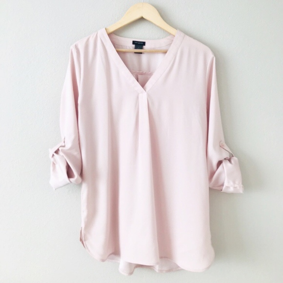 Ann Taylor Factory Tops - Ann Taylor Outlet Blush Tab Sleeve Blouse